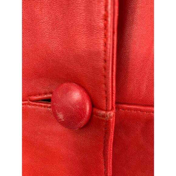 Rare Vintage Jacqueline Ferrar 80s Womens Red Buttery Leather Coat S/M - Picture 7 of 12